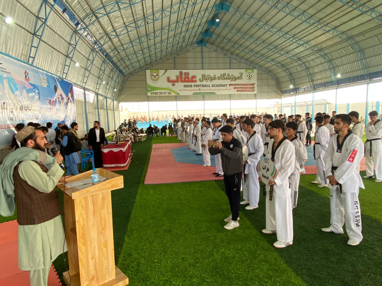 بلخ کې د ۱۰۰ ورزش کارانو ترمنځ د تکواندو پینځه‌لسم پړاو سیالۍ ترسره شوې