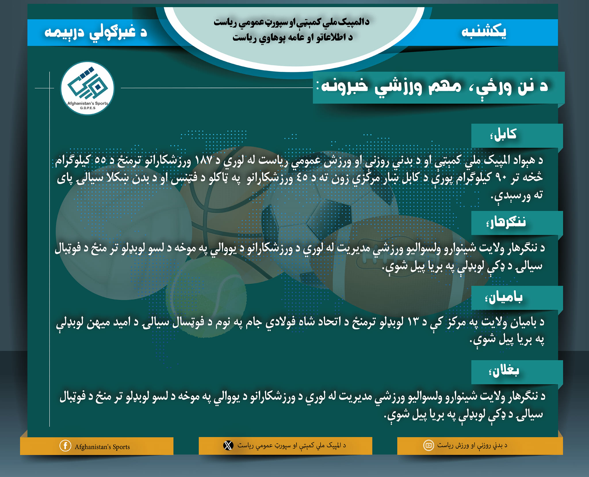 د نن ورځې مهم ورزشي خبرونه