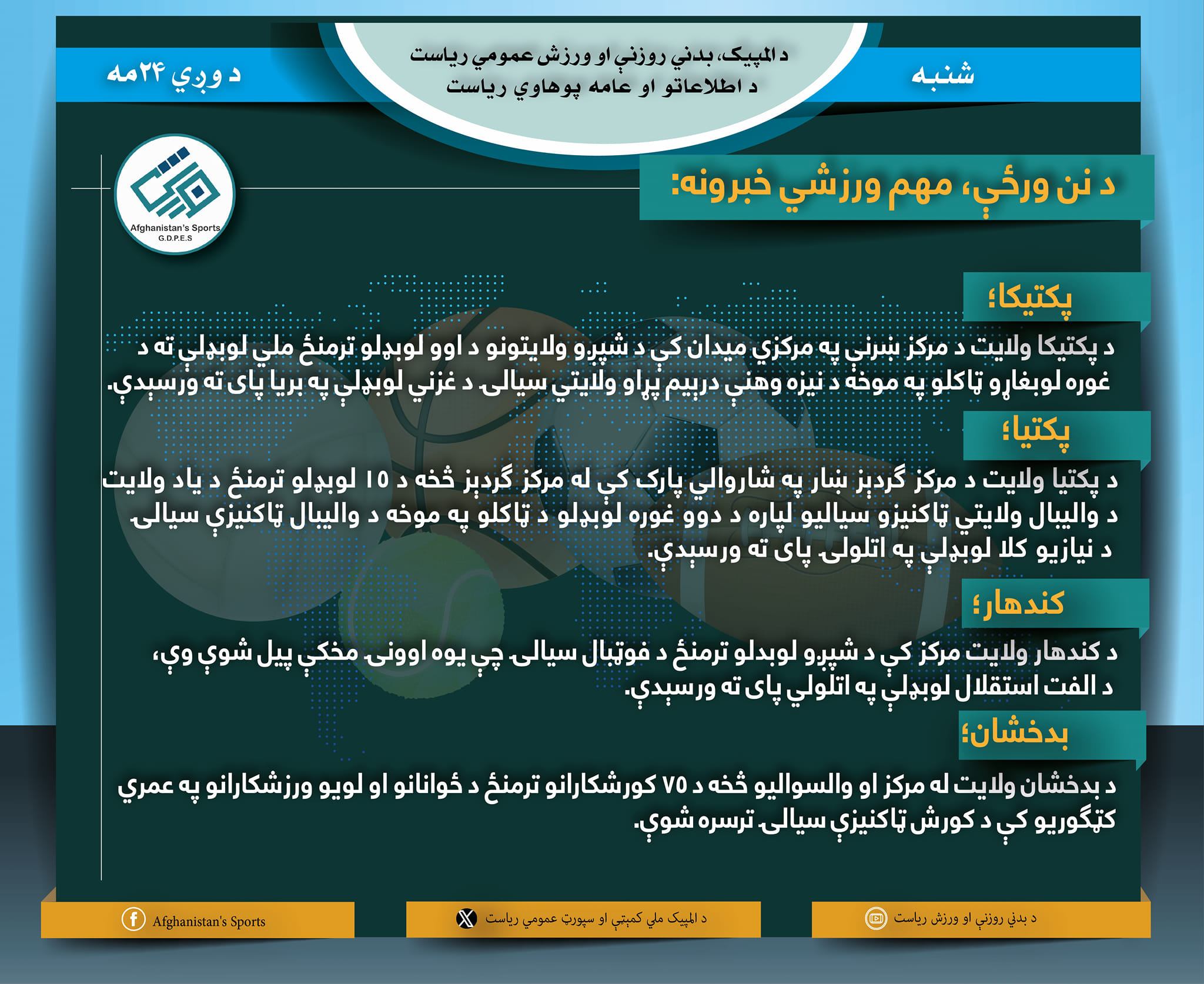 د نن ورځي مهم ورزشي خبرونه