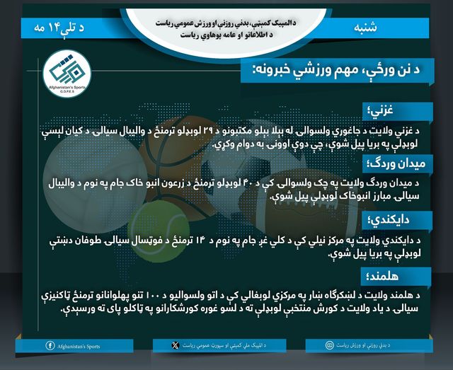 د نن ورځې لنډ ورزشي خبرونه!