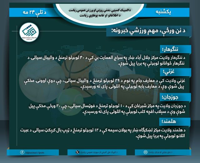 د نن ورځې لنډ ورزشي خبرونه