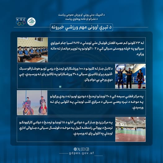 د تېرې اوونۍ مهم ورزشي خبرونه!
