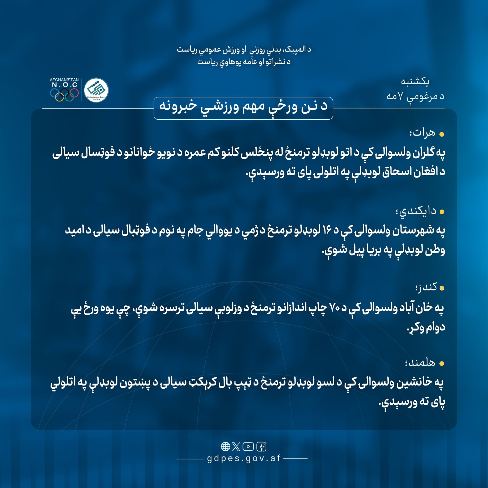 #د_افغانستان_مهم_ورزشي_خبرونه