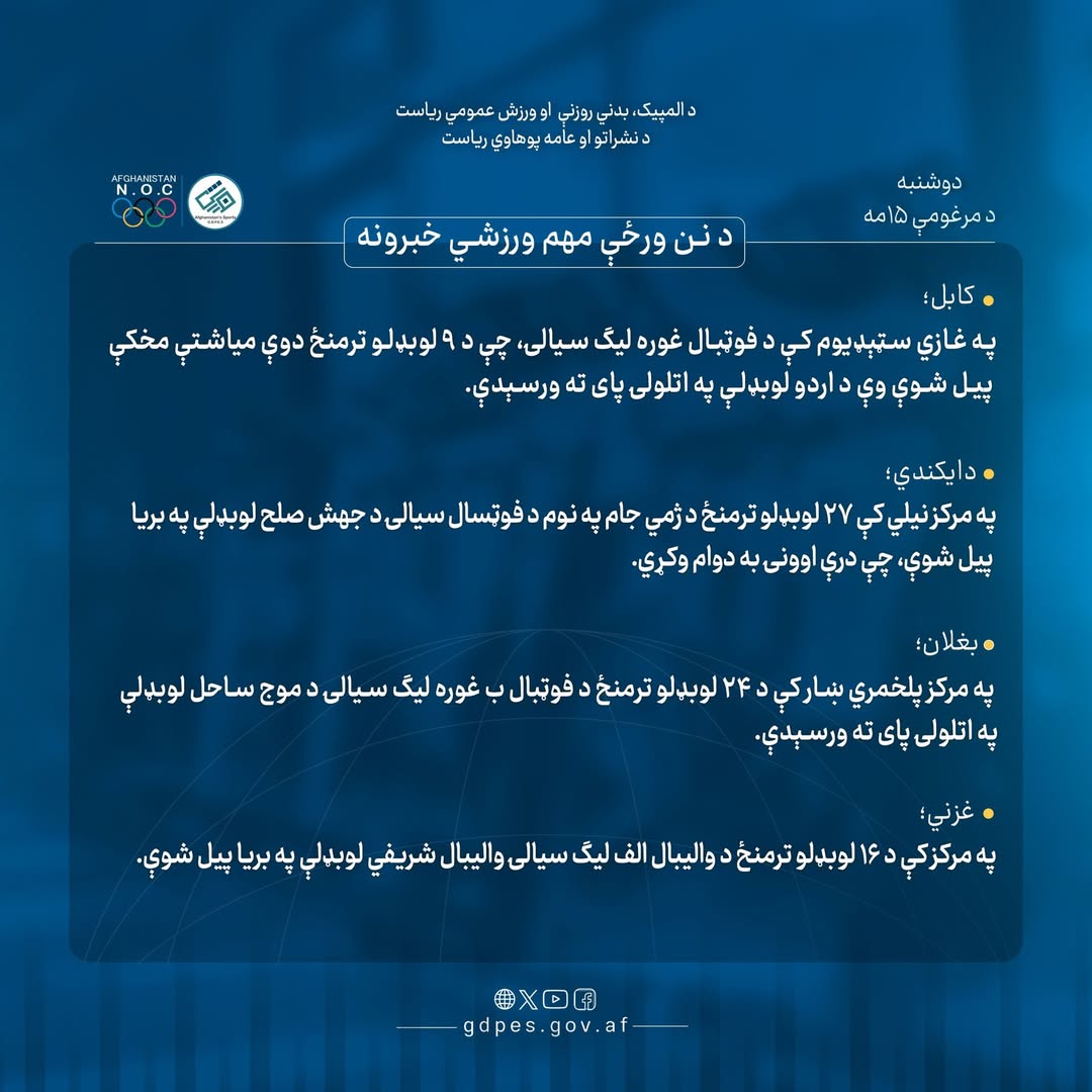 #د_نن_ورځې_مهم_ورزشي_خبرونه