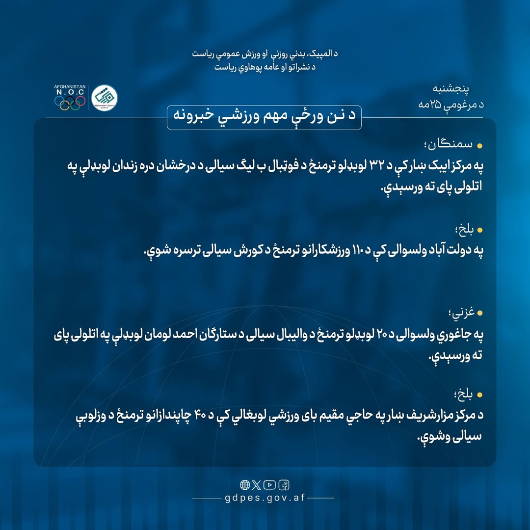 #د_نن_ورځې_مهم_ورزشي_خبرونه