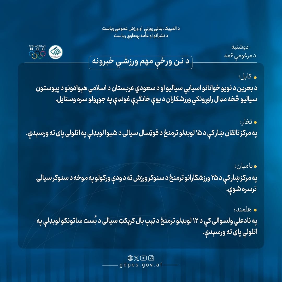 د نن ورځې لنډ او مهم ورزشي خبرونه!