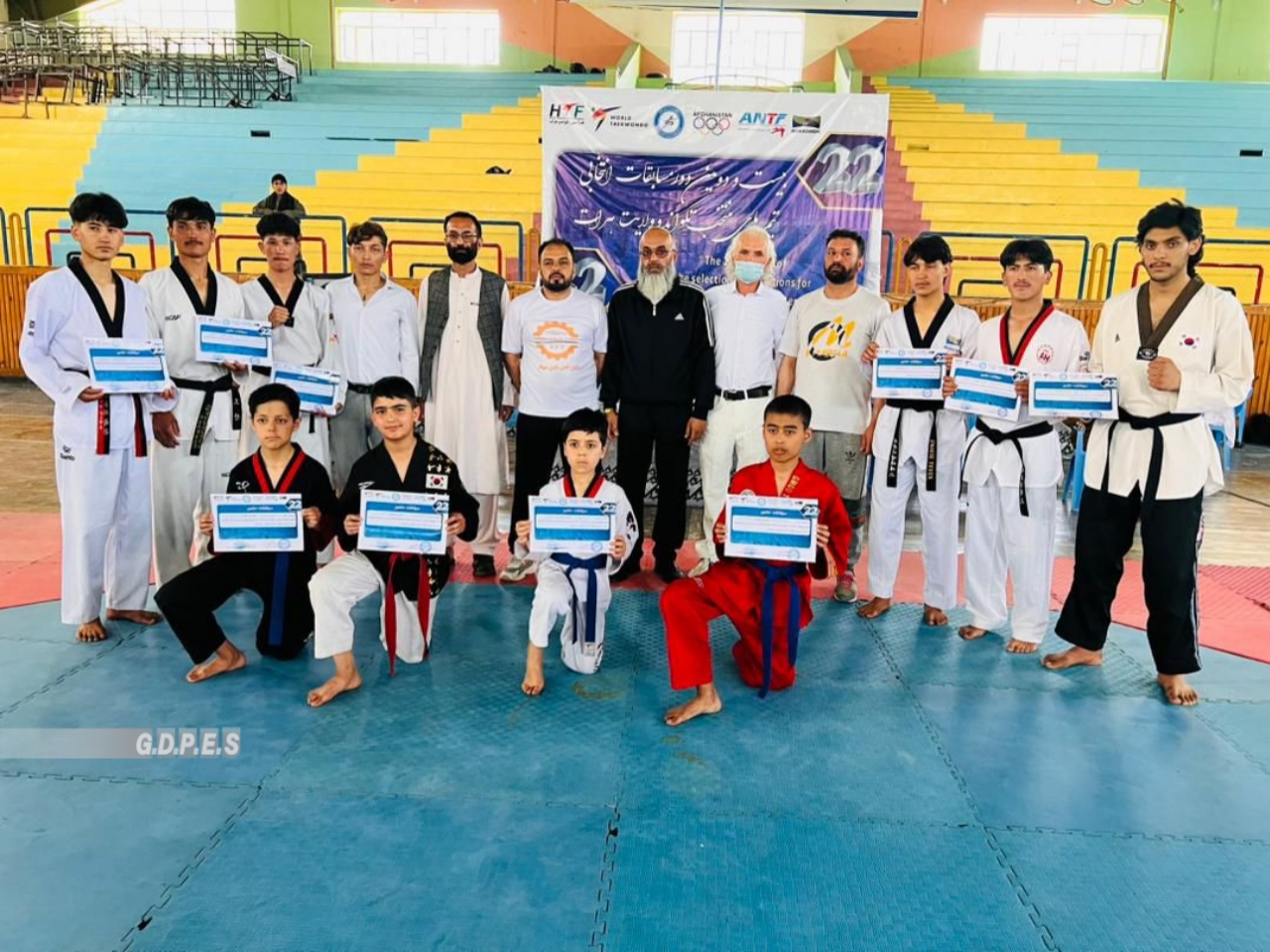 د هرات مرکز کې د ۸۰ ورزشکارانو ترمنځ د تکواندو دبيلو تي اف ټاکنيزې سيالۍ وشوې