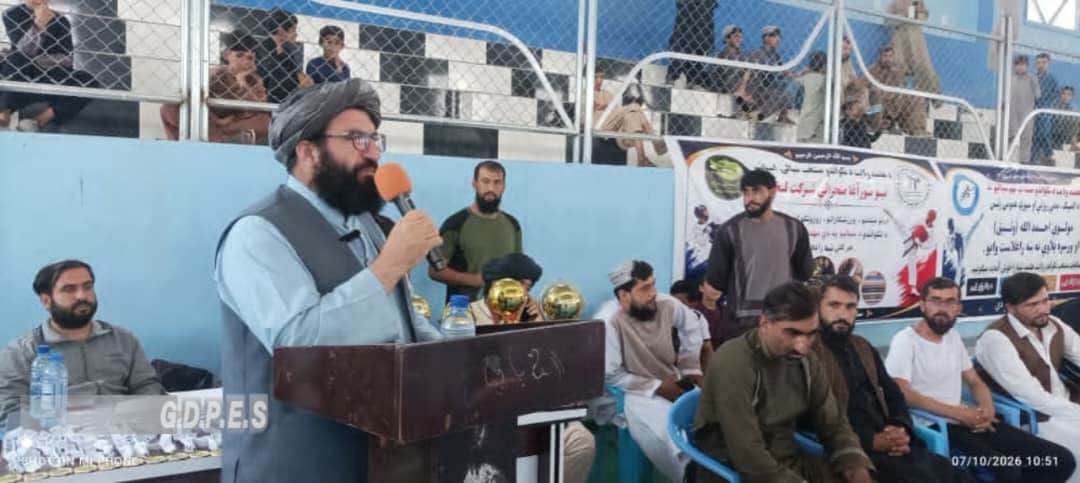 د ورزش ادارې عمومي رئیس مولوي احمد الله وثیق هلمند کې د تکواندو له روانو سياليو څخه ليدنه وکړه