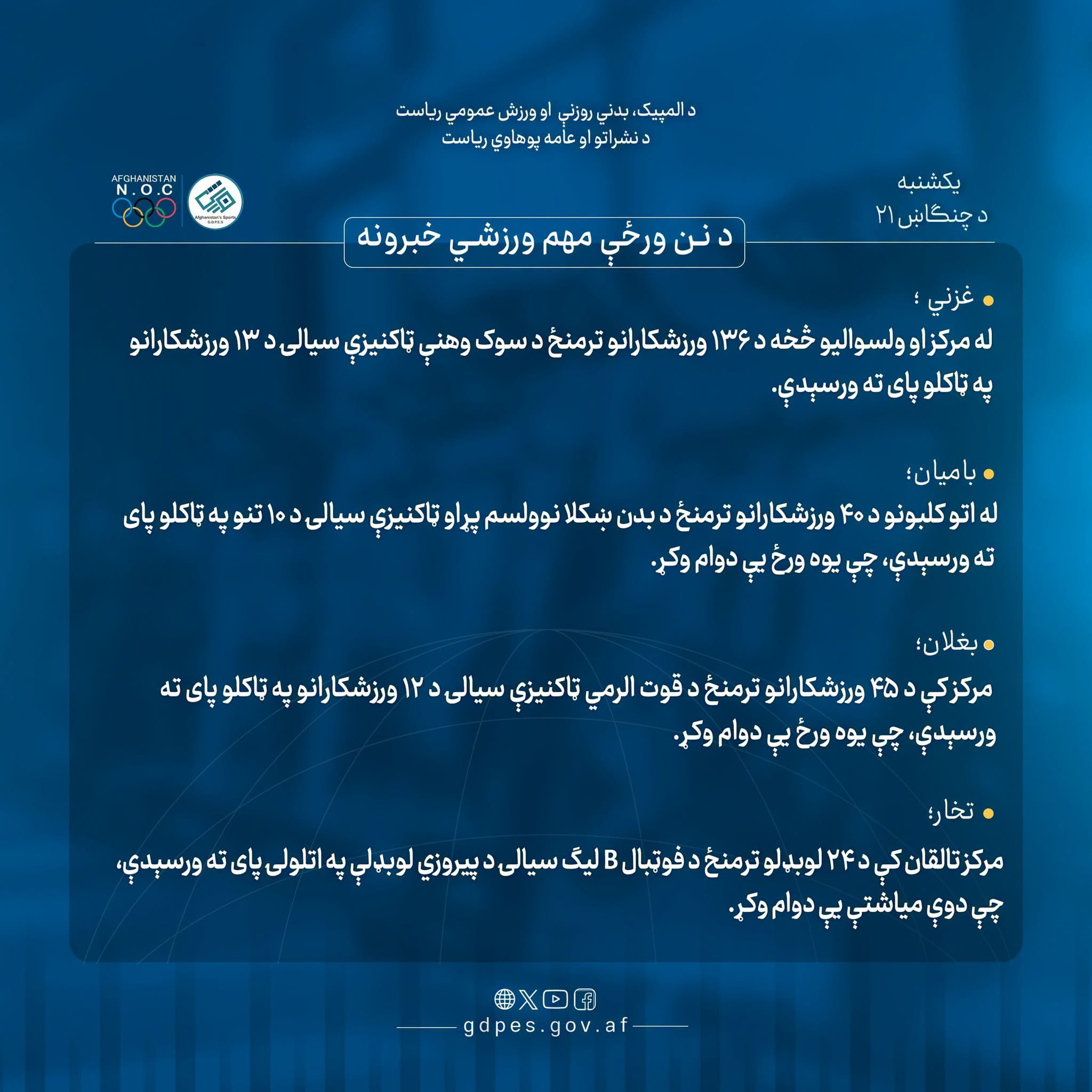#د_افغانستان_اړوند_د_نن_ورځې_مهم_ورزشي_خبرونه