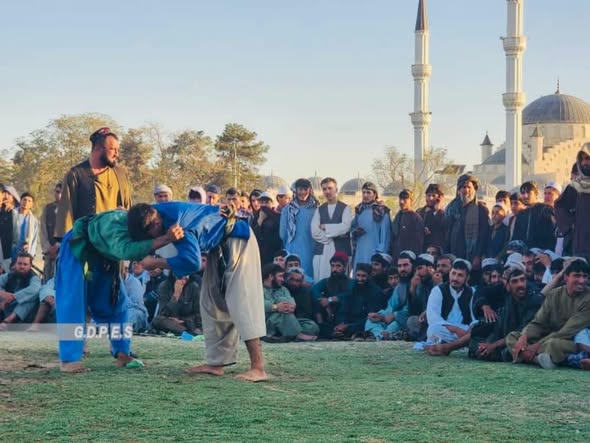 مسابقات محلی کورش با اشتراک ۴۵ جوره پهلوان در مرکز ولایت جوزجان برگزار شد